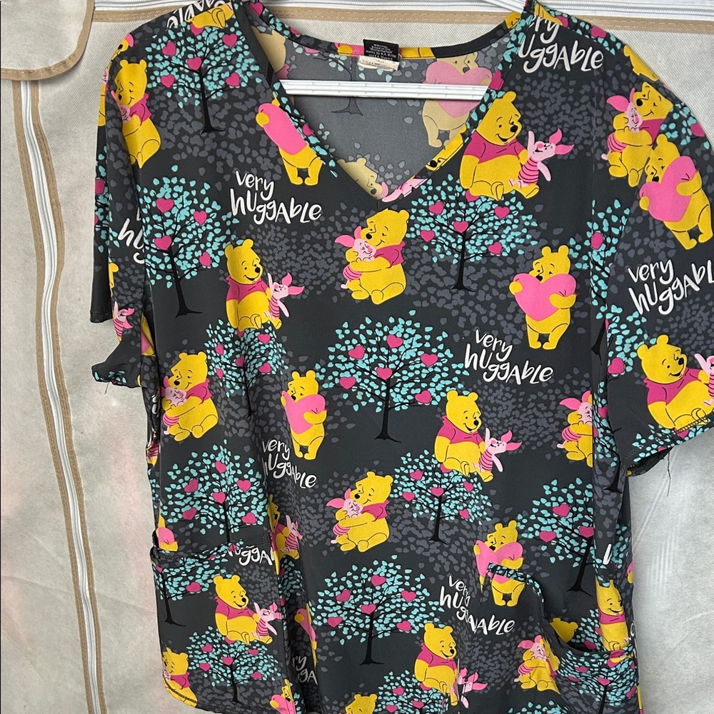 Winnie the Pooh Grey Scrub Top 2XL